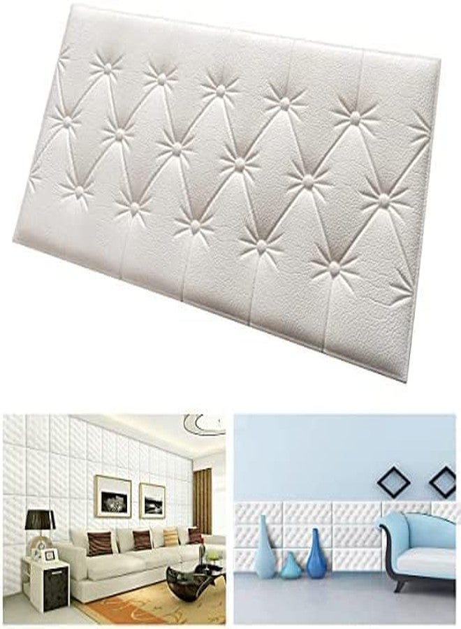 2 TWIST THINK MORE ألواح جدارية ثلاثية الأبعاد ذاتية اللصق من الفوم، بتصميم "تويست ثينك مور" | ورق جدران ثلاثي الأبعاد ناعم ومريح لألواح رأس السرير، مناسب لأثاث غرف المعيشة والصالات، مع ألواح جدارية ثلاثية الأبعاد (30 سم × 60 سم) (اللون: أبيض) (ورق جدران ثلاثي الأبعاد لغرفة النوم) - Image 1